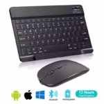 Teclado inalámbrico + Mouse Bluetooth español (con letra ñ) portátil para iPad Mac PC tablet smartphone nobteook + USB Receptor